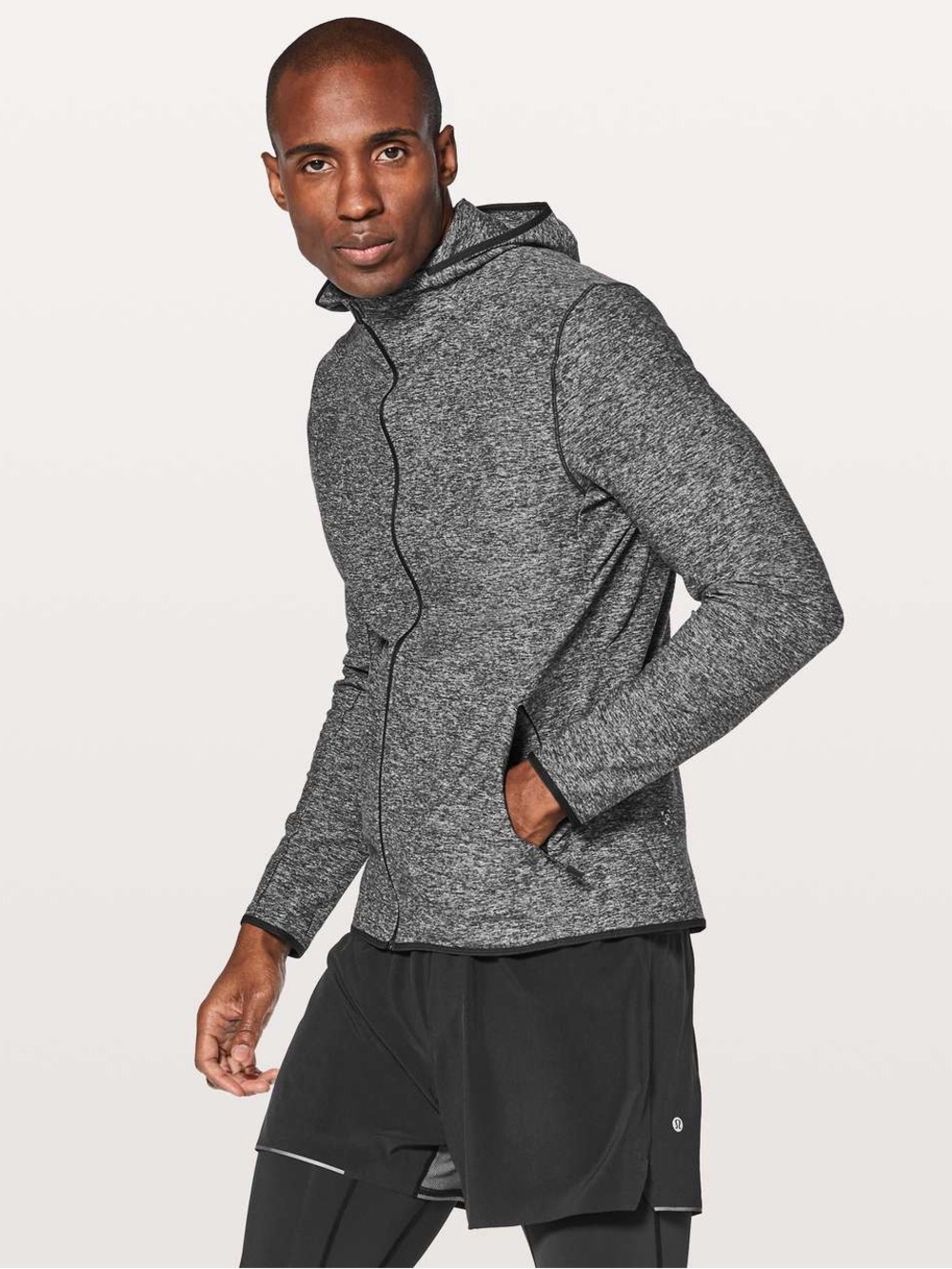 Lululemon Surge Warm Full Zip Hoodie - Heathered Black/Grey